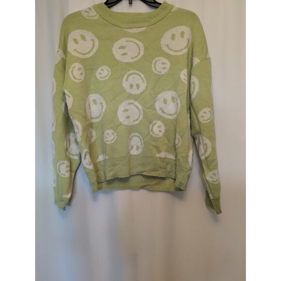 Forever 21 Green XS smiley face sweater y2k style long sleeve - Picture 2 of 7